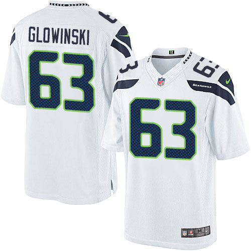 Youth Elite Mark Glowinski Nike Jersey White Road - #63 NFL Seattle Seahawks